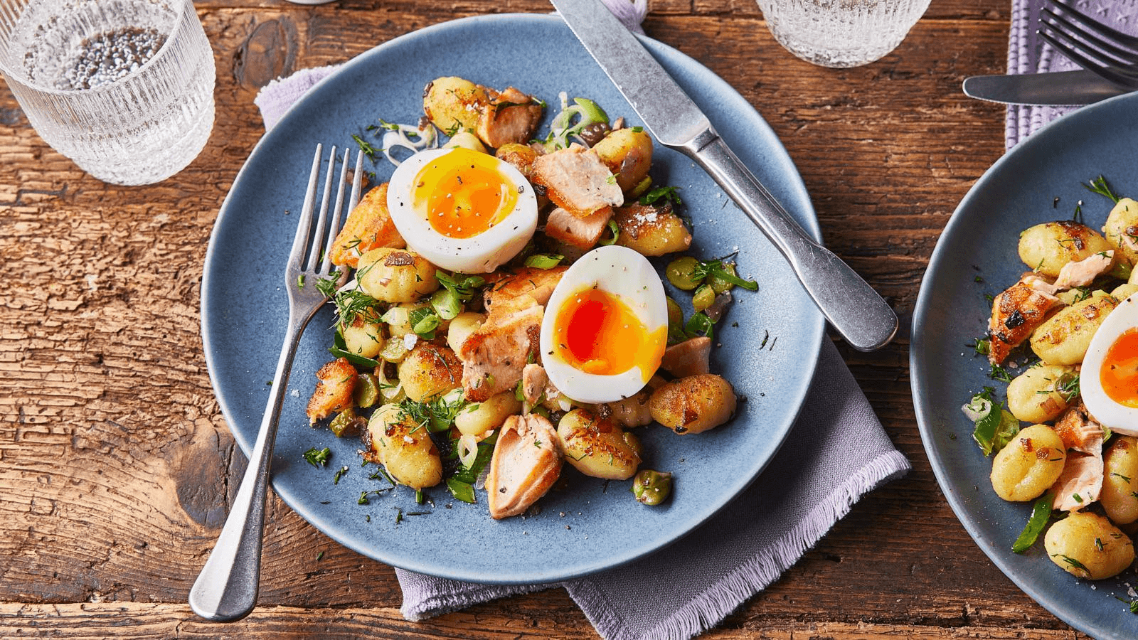 Salmon and Gnocchi Hash — high-protein recipe photo
