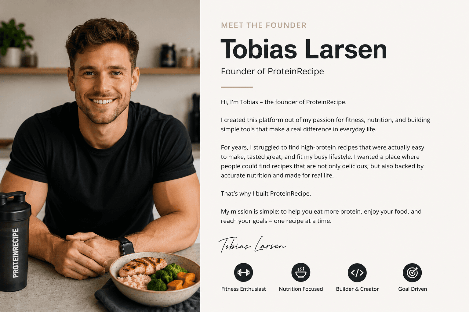 Tobias Larsen, founder of ProteinRecipe