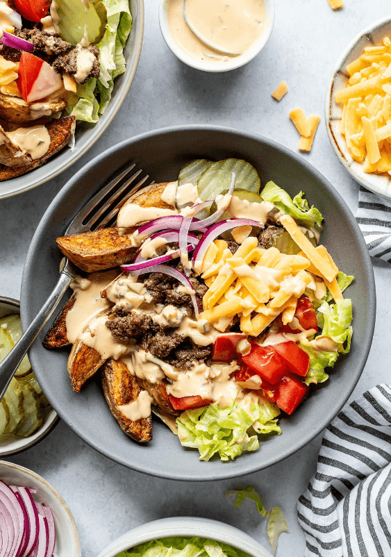 Easy Burger Bowl (Crispy Potatoes) — high-protein recipe photo