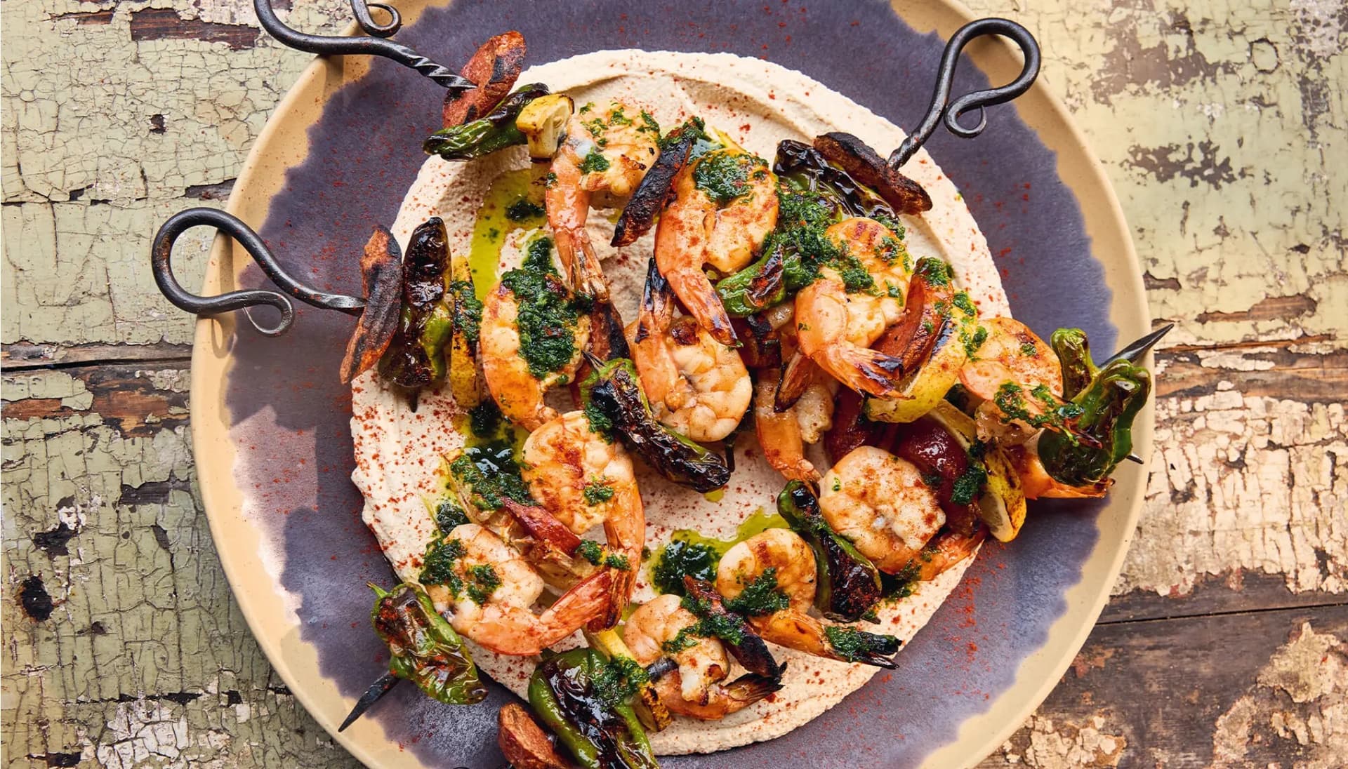 Grilled Shrimp Skewers with Ajoblanco Sauce — high-protein recipe photo