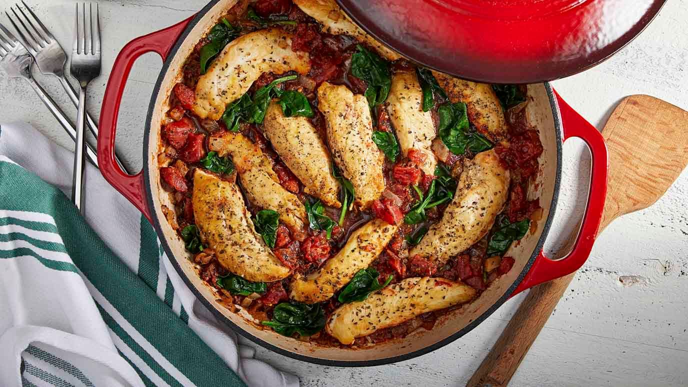 Herb Chicken Skillet With Spinach And Tomatoes