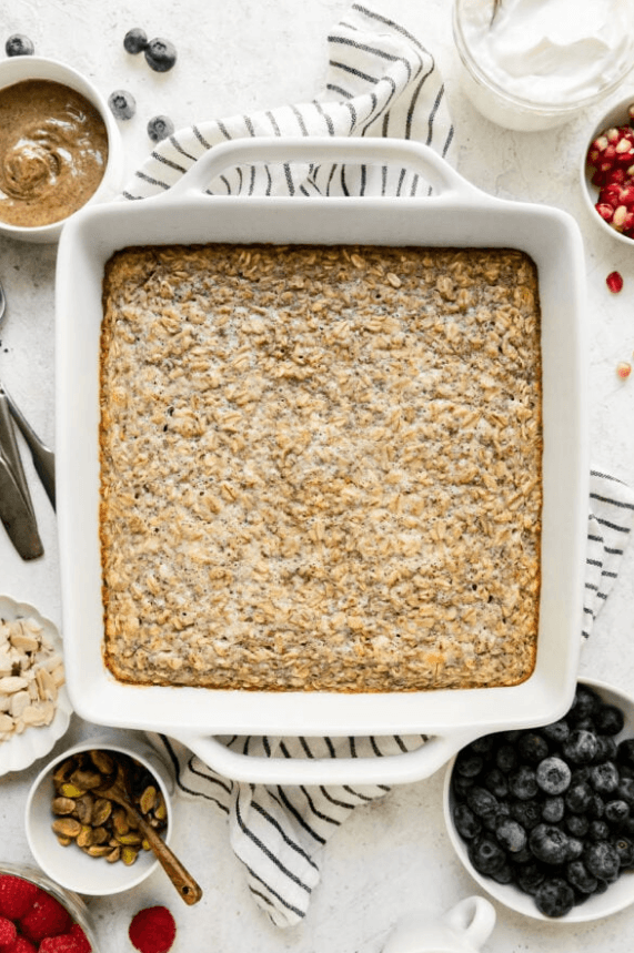 High Protein Baked Vanilla Protein Oatmeal Breakfast Bars — high-protein recipe photo