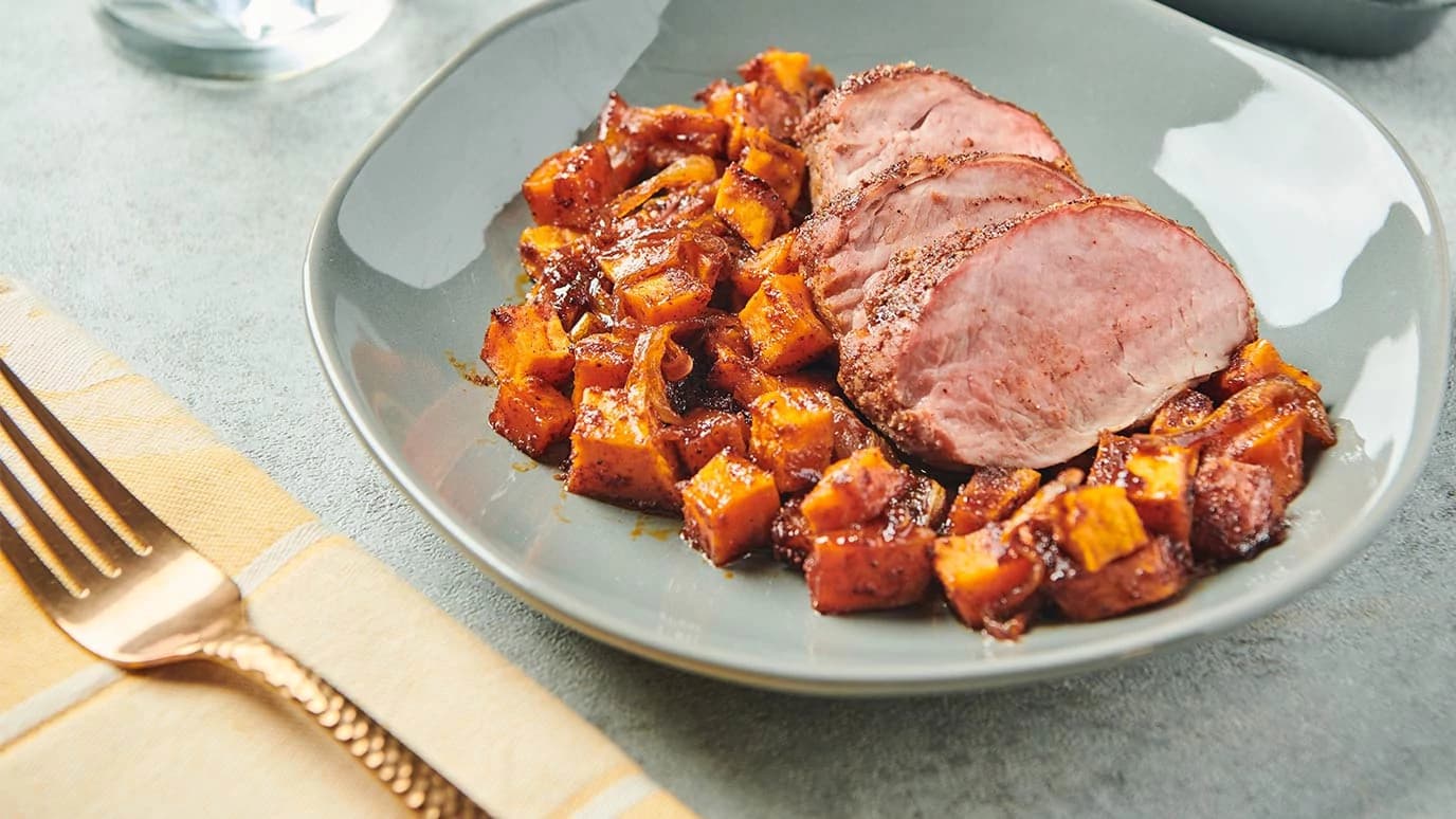 Roast Pork Tenderloin Recipe With Brown Sugar Sweet Potatoes